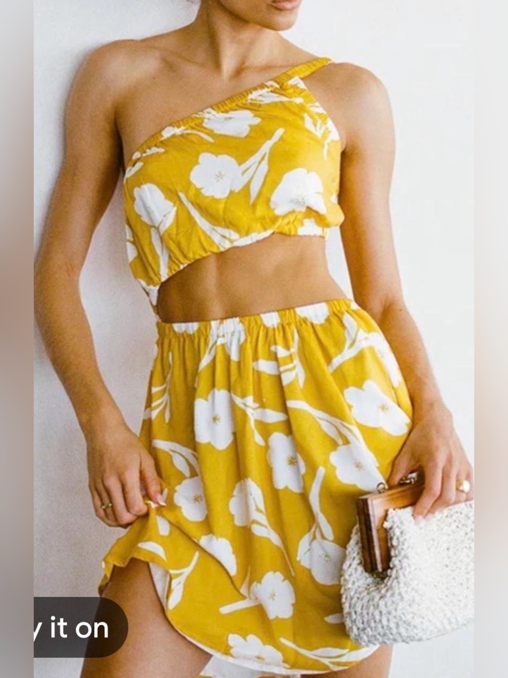 Sabo Yellow Floral One-Shoulder dress size 6